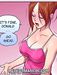 Chill out on porn comix, Janice. It's just a shower and that's it