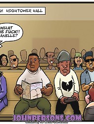 Mindless John Person cartoons present shared blonde bitch sucking huge strange dicks in public place