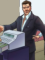 Dirty office slut pussy teased on public in exciting anime sex games