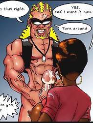 Interracial toons. Turn around, pull those pants down and give me your sweet ebony pussy