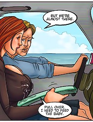 Cartoon porn comic with milky tits fucked and sucked outdoors